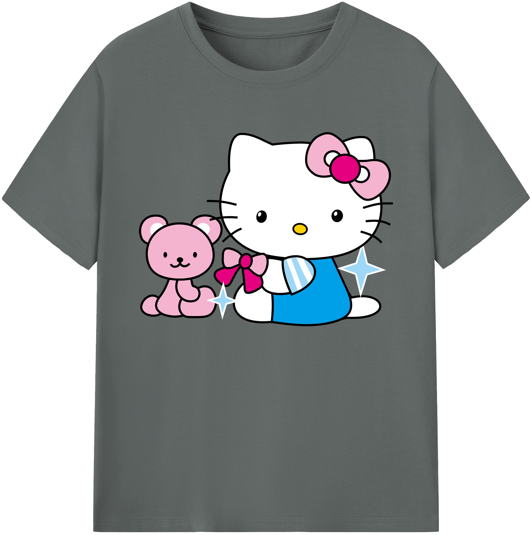 （画像用） Hello Kitty ハローキティ 綿100％ メンズ半袖Tシャツ｜肌触りやわらか＆通気性